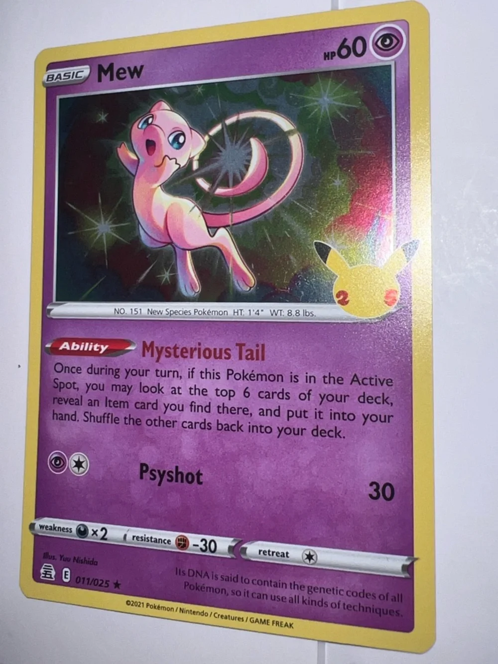 Pokemon Mew Trading Card - Purple and Yellow